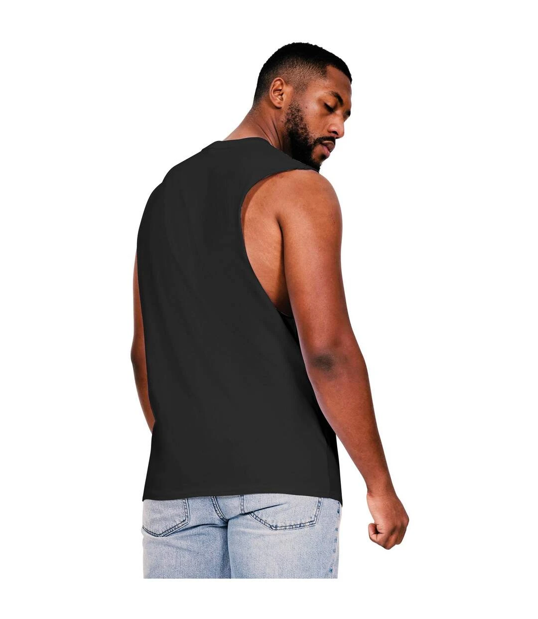 Casual Classics Mens Core Ringspun Cotton Raw Edge Tall Tank Top (Black) 4 Casual Classics Mens Core Ringspun Cotton Raw Edge Tall Tank Top (Black) - Image 2