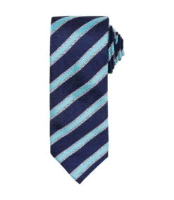 Premier® Premier Mens Stripe Waffle Tie (Navy/Turquoise) (One Size)