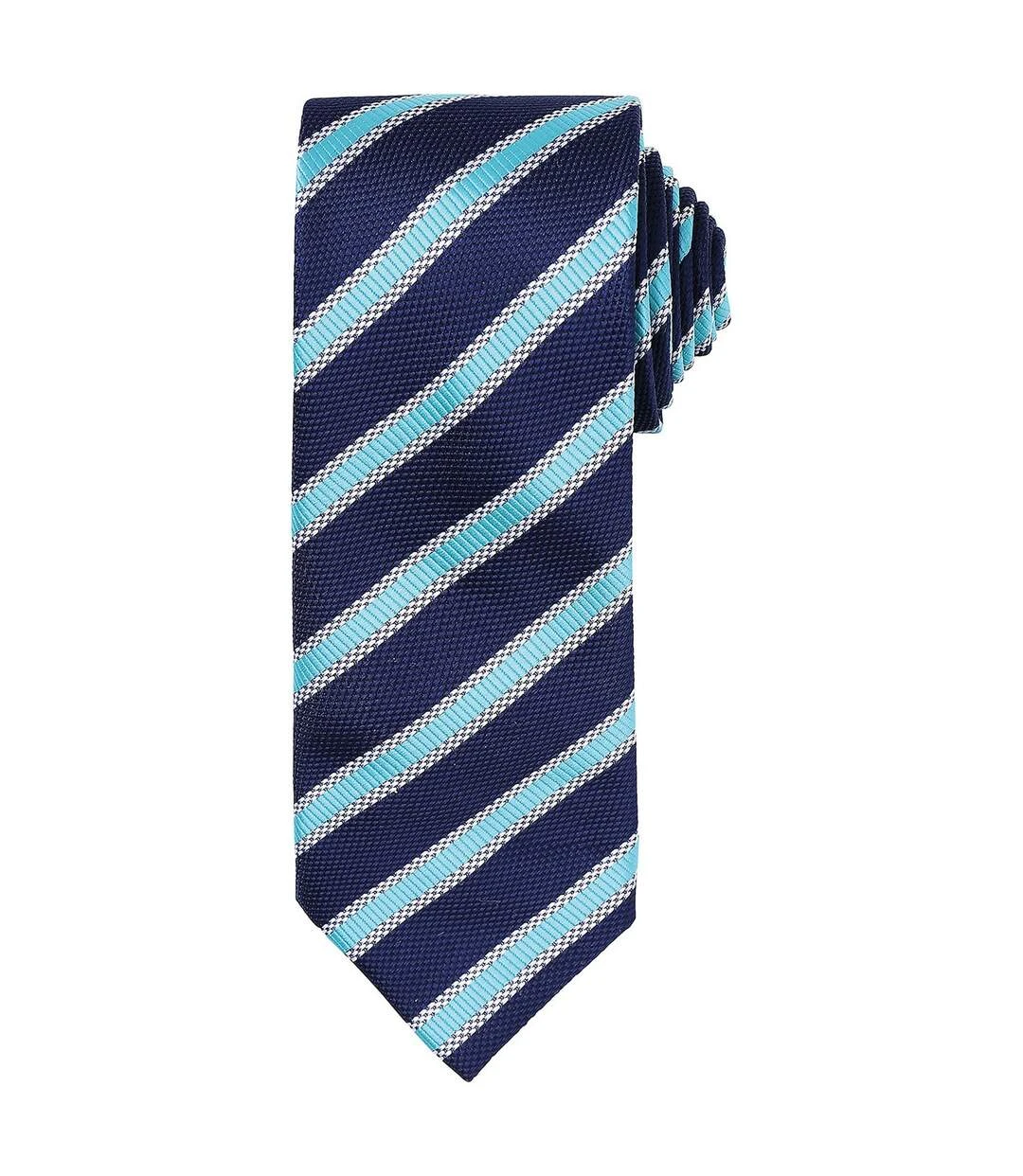 Premier® Premier Mens Stripe Waffle Tie (Navy/Turquoise) (One Size) 3 Premier® Premier Mens Stripe Waffle Tie (Navy/Turquoise) (One Size)