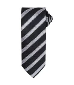 Premier® Premier Mens Stripe Waffle Tie (Black/Dark Grey) (One Size)