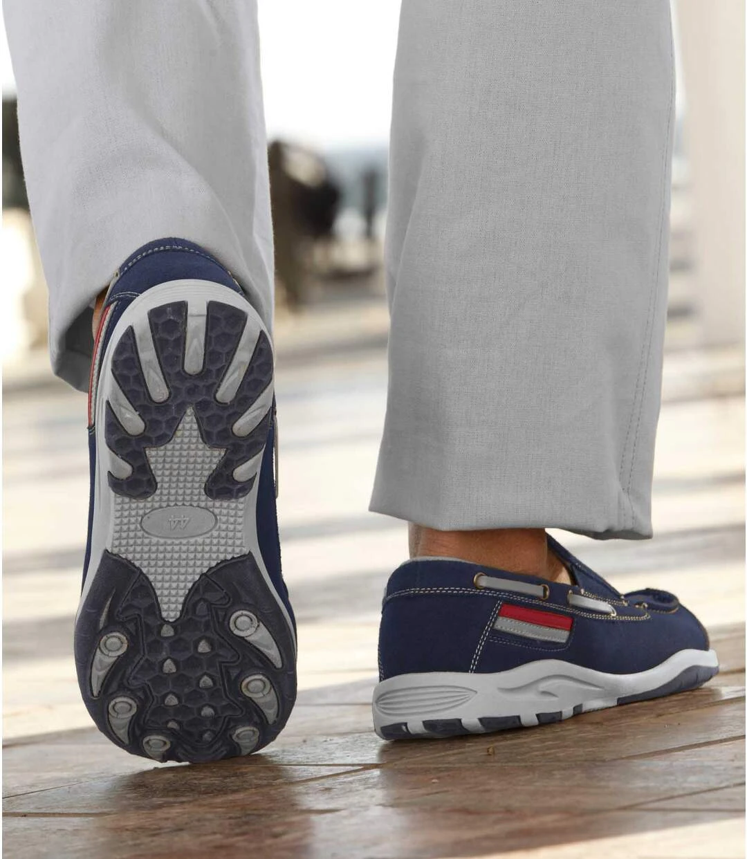 Men's Navy Boat-Style Moccasins 5 Men's Navy Boat-Style Moccasins - Image 3