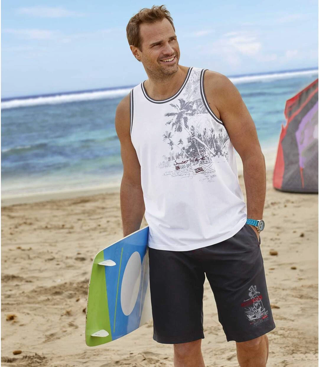 Men's Surf Print Swim Shorts - Black 4 Men's Surf Print Swim Shorts - Black - Image 2