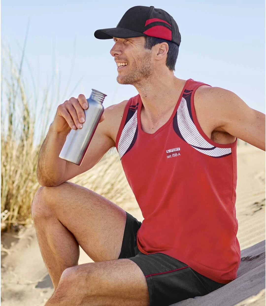 Pack Of 3 Men's Sport Tank Tops - Red Black White 4 Pack Of 3 Men's Sport Tank Tops - Red Black White - Image 2