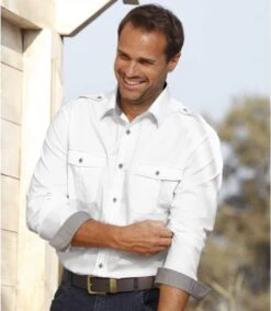 Men's White Aviator Shirt