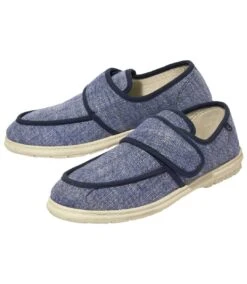 Men's Blue Hook-and-Loop Moccasins