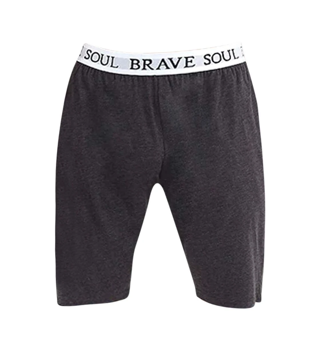 Brave Soul Mens Logo Waistband Jersey Lounge Shorts (Gray) 3 Brave Soul Mens Logo Waistband Jersey Lounge Shorts (Gray)