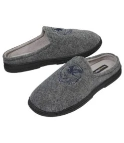 Men's Fleece-Lined Winter Slippers - Grey