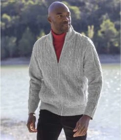Men's Light Grey Fleece-Lined Knitted Jacket - Full Zip 11 Men's Light Grey Fleece-Lined Knitted Jacket - Full Zip -Featured Men'S Clothing Stores 42b821d65b26d052d5579152437f1aee