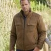 Men's Quilted Faux-Suede Jacket - Camel