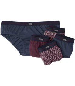 Pack Of 5 Men's Cotton Briefs - Navy Burgundy