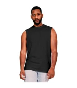 Casual Classics Mens Core Ringspun Cotton Raw Edge Tall Tank Top (Black)