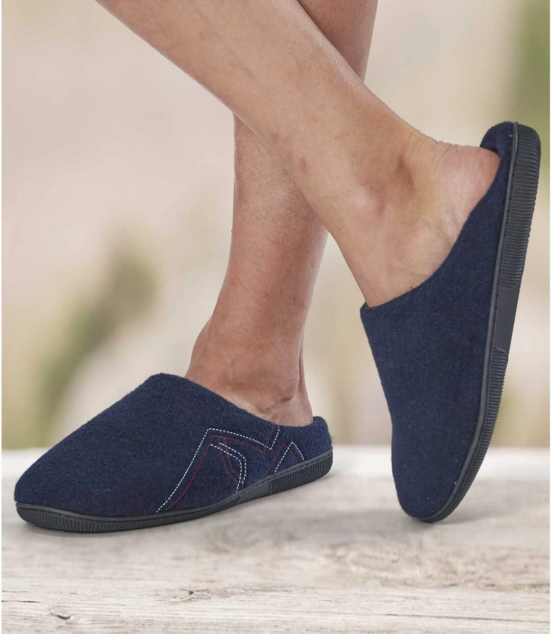 Men's Navy Fleece-Lined Slippers 4 Men's Navy Fleece-Lined Slippers - Image 2