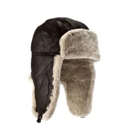 Eastern Counties Leather Mens Heydon Sheepskin Flying Hat (Dark Brown/Willow White)