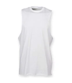 Skinnifit Mens High Neck Slash Armhole Vest (White)