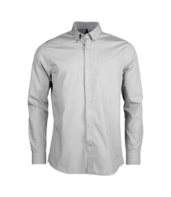 Kariban Mens Long Sleeve Washed Poplin Shirt (White)