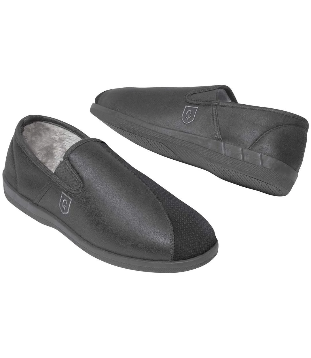 Men's Anthracite Dual-Material Slippers 2 Men's Anthracite Dual-Material Slippers