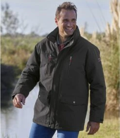 Men's Black Multipocket Parka