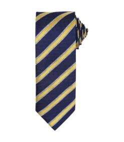 Premier® Premier Mens Stripe Waffle Tie (Navy/Gold) (One Size)