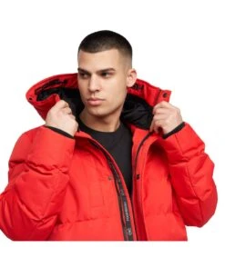 Crosshatch Mens Milwaka Long Padded Jacket (Red) -Featured Men'S Clothing Stores 4DA69FA76C9D7C3125928AD903FF97F2F8FCBD7715B83A8B44B7956A114832F2