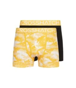 Crosshatch Mens Kamzon Boxer Shorts (Pack Of 2) (Yellow)