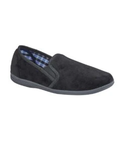 Sleepers Mens Wilson Velour Slippers (Black)