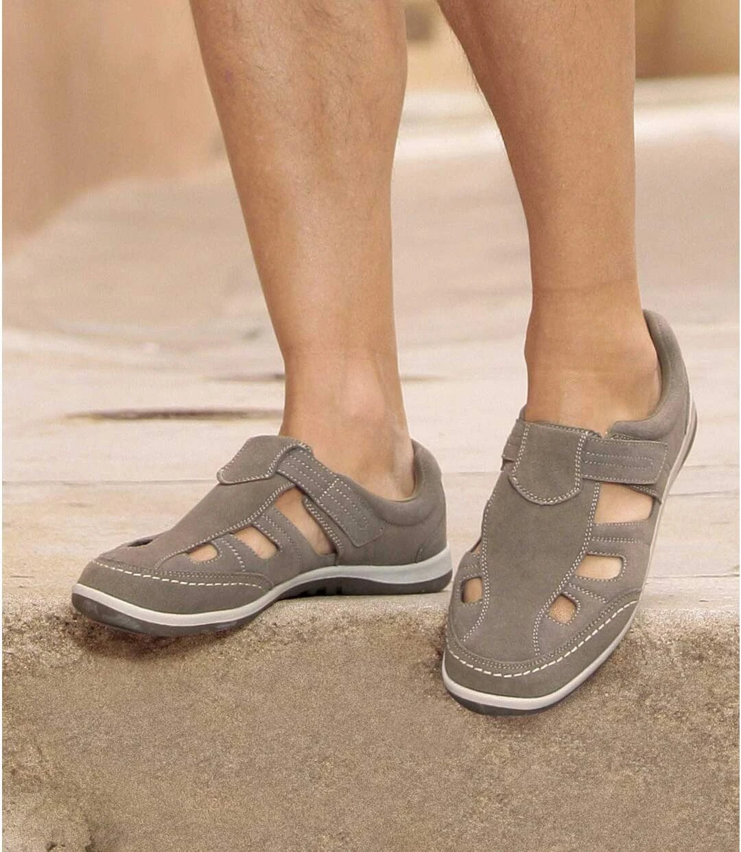 Men's Taupe Summer Moccasins 4 Men's Taupe Summer Moccasins - Image 2