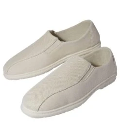 Men's Elasticated Canvas Moccasins - Off-White