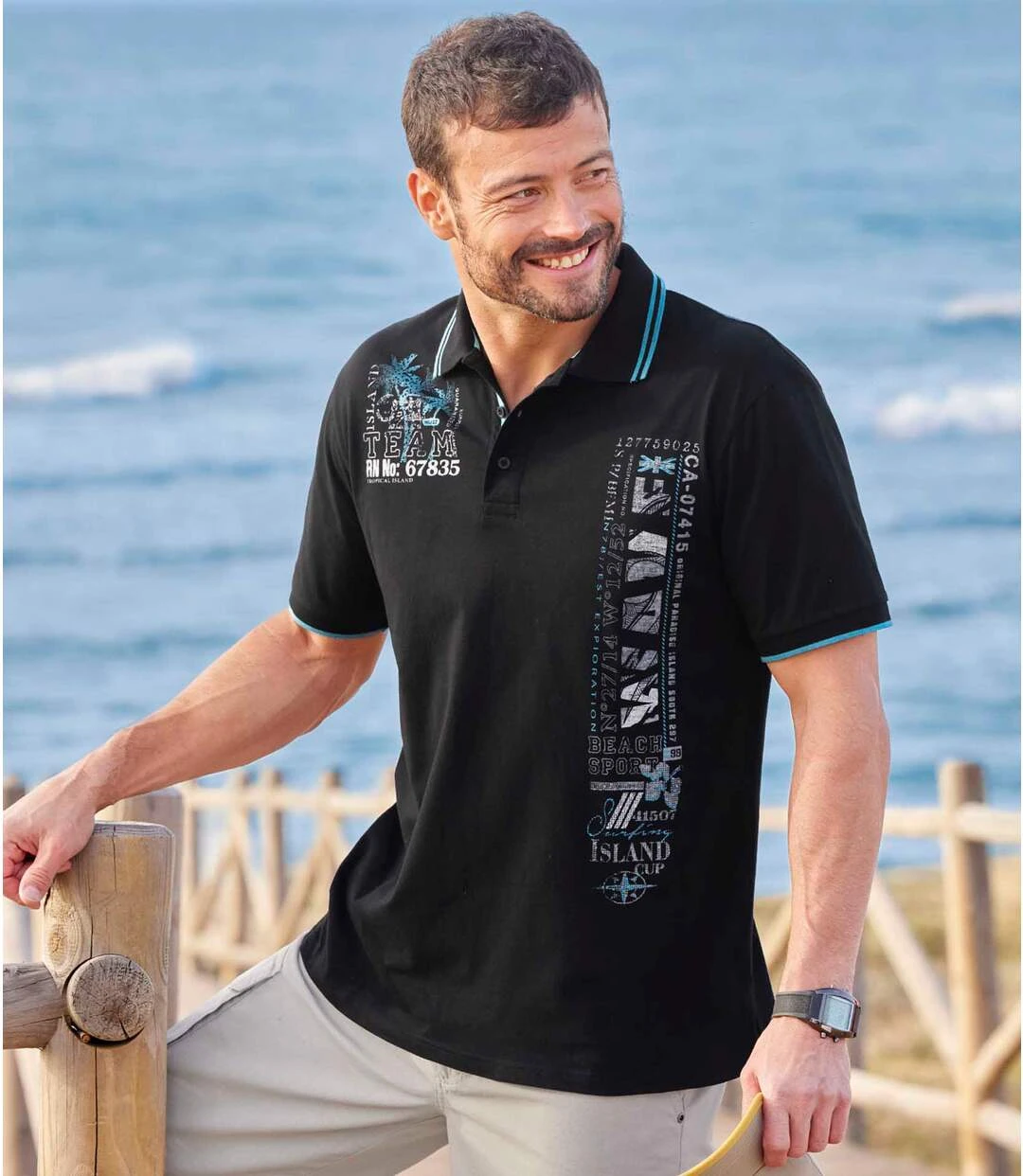 Men's Printed Polo Shirt - Black 3 Men's Printed Polo Shirt - Black