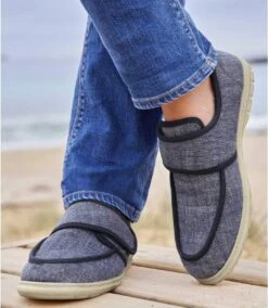 Men's Blue Hook-and-Loop Moccasins -Featured Men'S Clothing Stores 52f57086756b64ac85ad6d63ac4bf62f