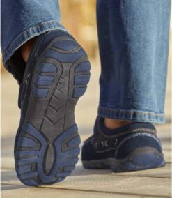 Men's Boat-Style Moccasins - Split Leather - Navy Brown -Featured Men'S Clothing Stores 5320743efeafd484bb8e8095dfe2b66c