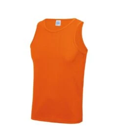 Just Cool Mens Sports Gym Plain Tank/Vest Top (Electric Orange)