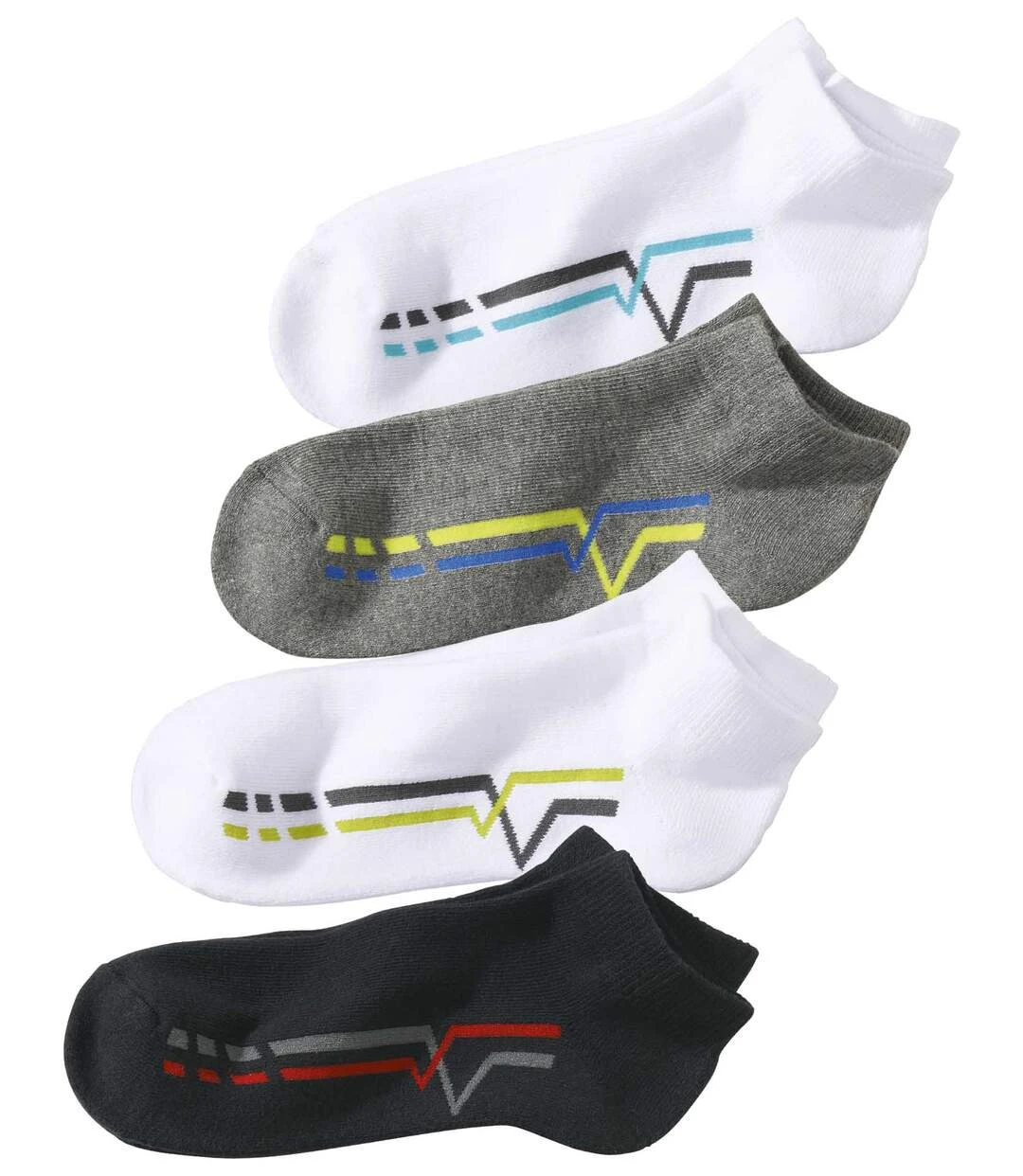 Pack Of 4 Men's Sporty Sneaker Socks - White Black Grey 3 Pack Of 4 Men's Sporty Sneaker Socks - White Black Grey