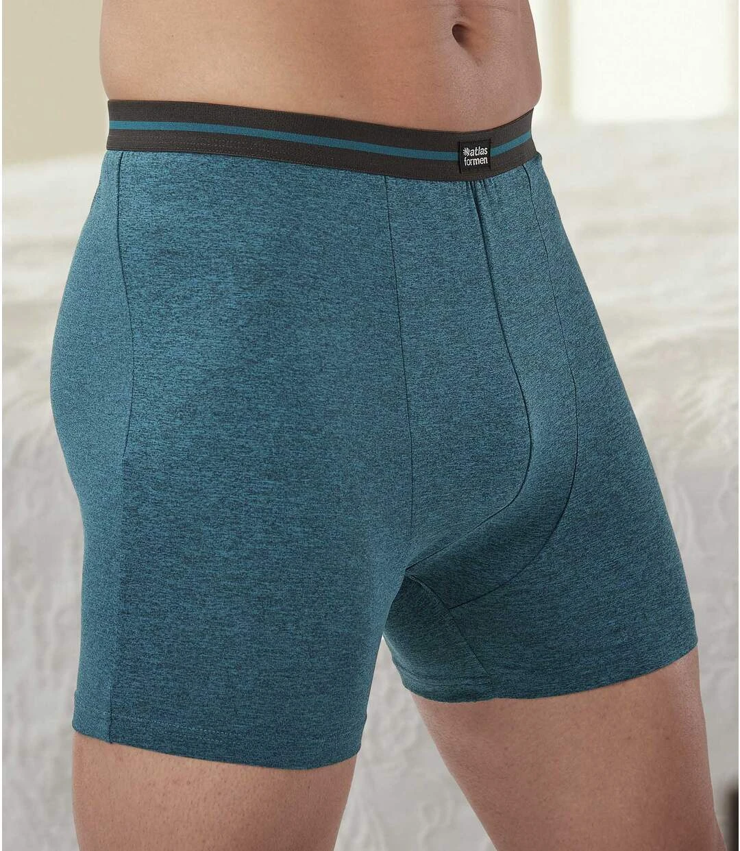 Pack Of 2 Men's Stretchy Boxer Shorts - Green Grey 5 Pack Of 2 Men's Stretchy Boxer Shorts - Green Grey - Image 3