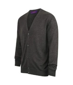 Henbury Mens V Neck Button Fine Knit Cardigan (Grey Marl) -Featured Men'S Clothing Stores 558A396C917B96016E42FE5E5583920DB6914B47B4A2176ED003604061D1FEF4