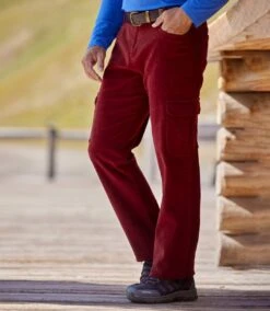 Men's Burgundy Corduroy Cargo Pants
