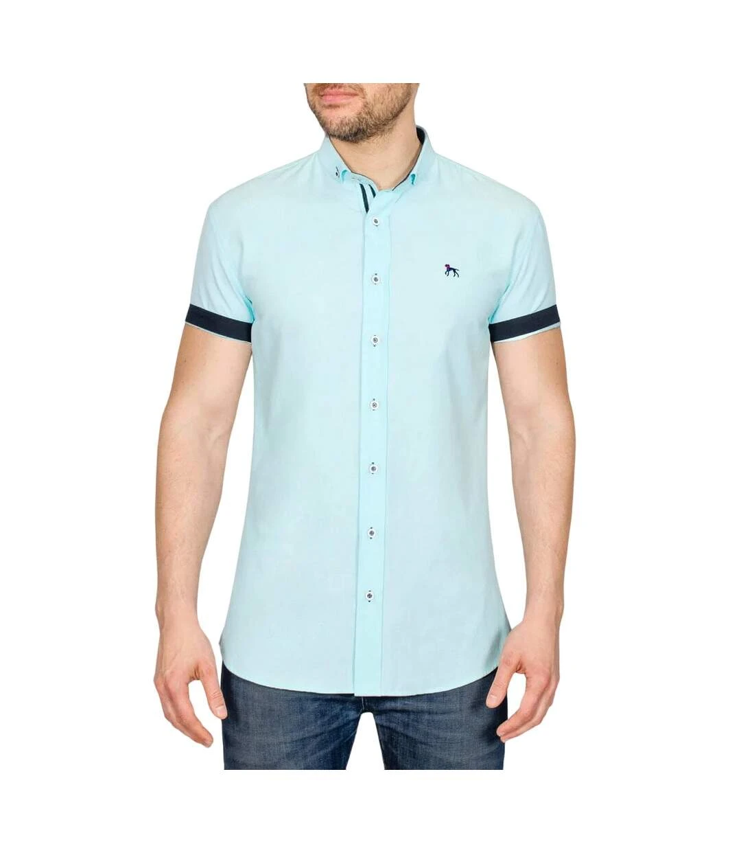 Bewley & Ritch Mens Galand Oxford Short-Sleeved Shirt (Mint) 3 Bewley & Ritch Mens Galand Oxford Short-Sleeved Shirt (Mint)