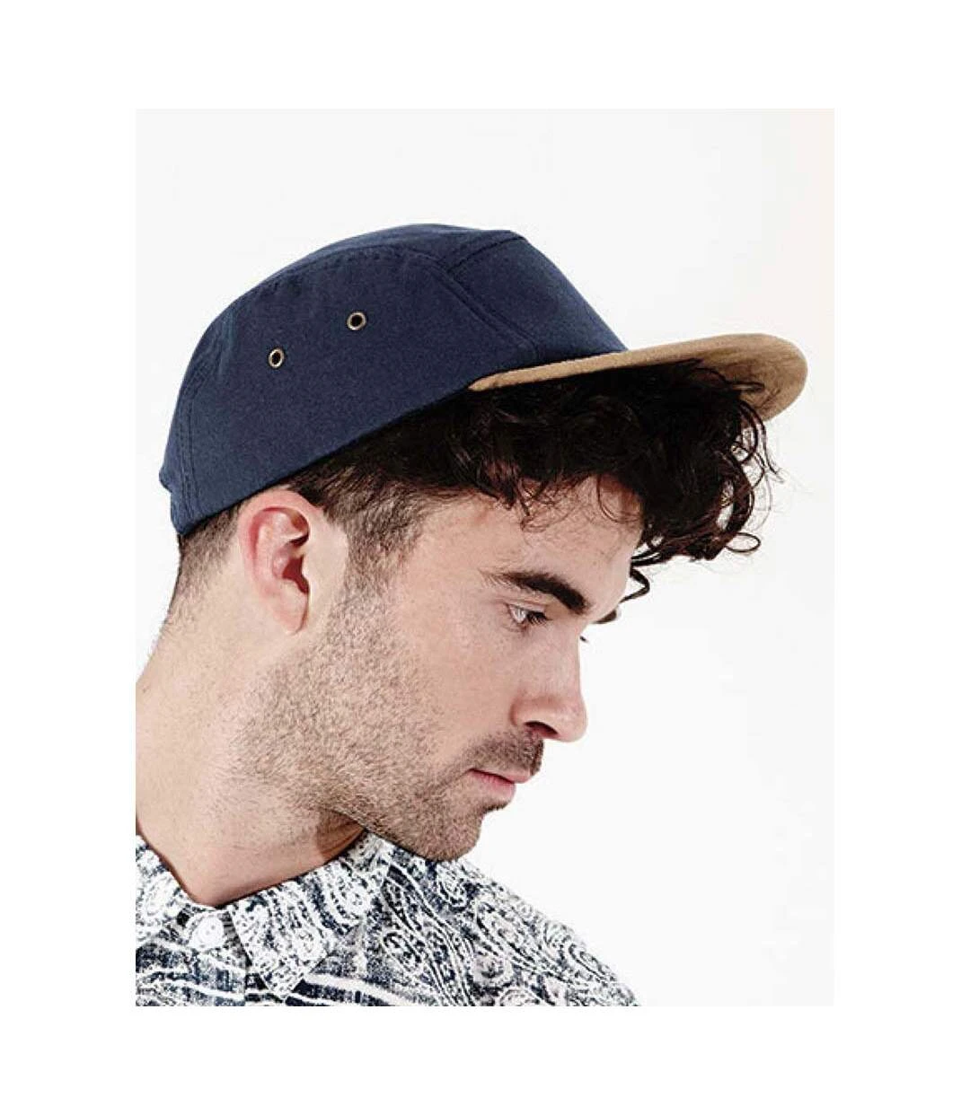 Beechfield Suede Peak 5 Panel Baseball Cap (Pack Of 2) (Navy) 4 Beechfield Suede Peak 5 Panel Baseball Cap (Pack Of 2) (Navy) - Image 2