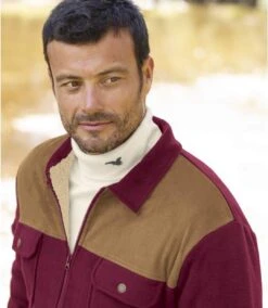 Men's Burgundy Sherpa-Lined Fleece Jacket -Featured Men'S Clothing Stores 5af44a7e6627f5ea67d759d98f81d07b