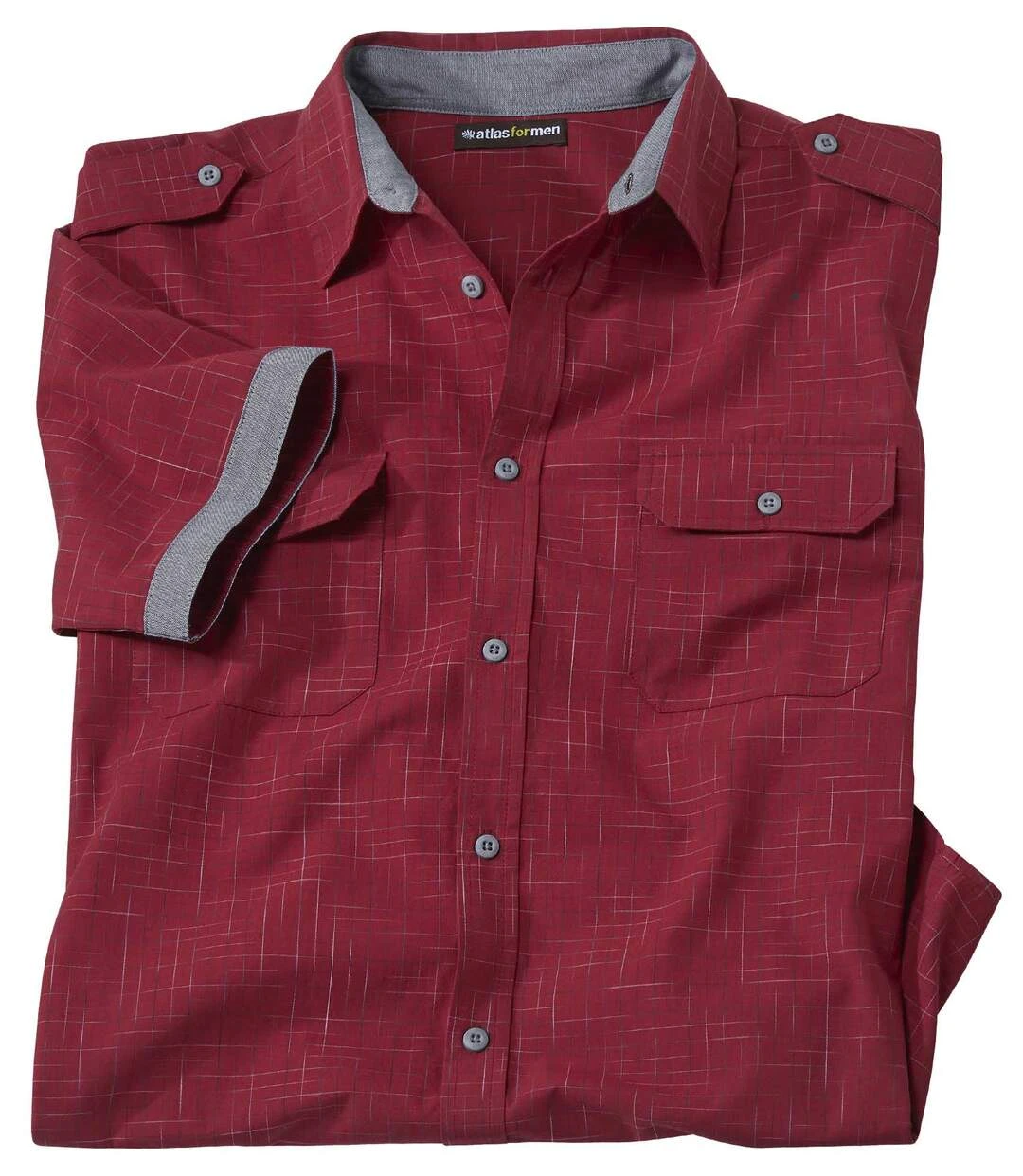 Men's Red Short-Sleeved Poplin Shirt 5 Men's Red Short-Sleeved Poplin Shirt - Image 3