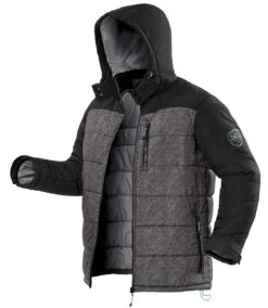 Men's Grey And Black Hooded Puffer Jacket - Water-Repellent -Featured Men'S Clothing Stores 5bd1d4ca33069783bf70d7ad41e8fe22
