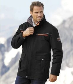 Men's High-Performance Water-Repellent Black Parka