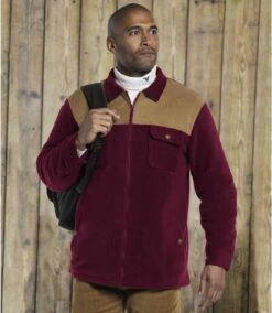 Men's Burgundy Sherpa-Lined Fleece Jacket -Featured Men'S Clothing Stores 5f145d1666ea9822b806c88eccd9cf24
