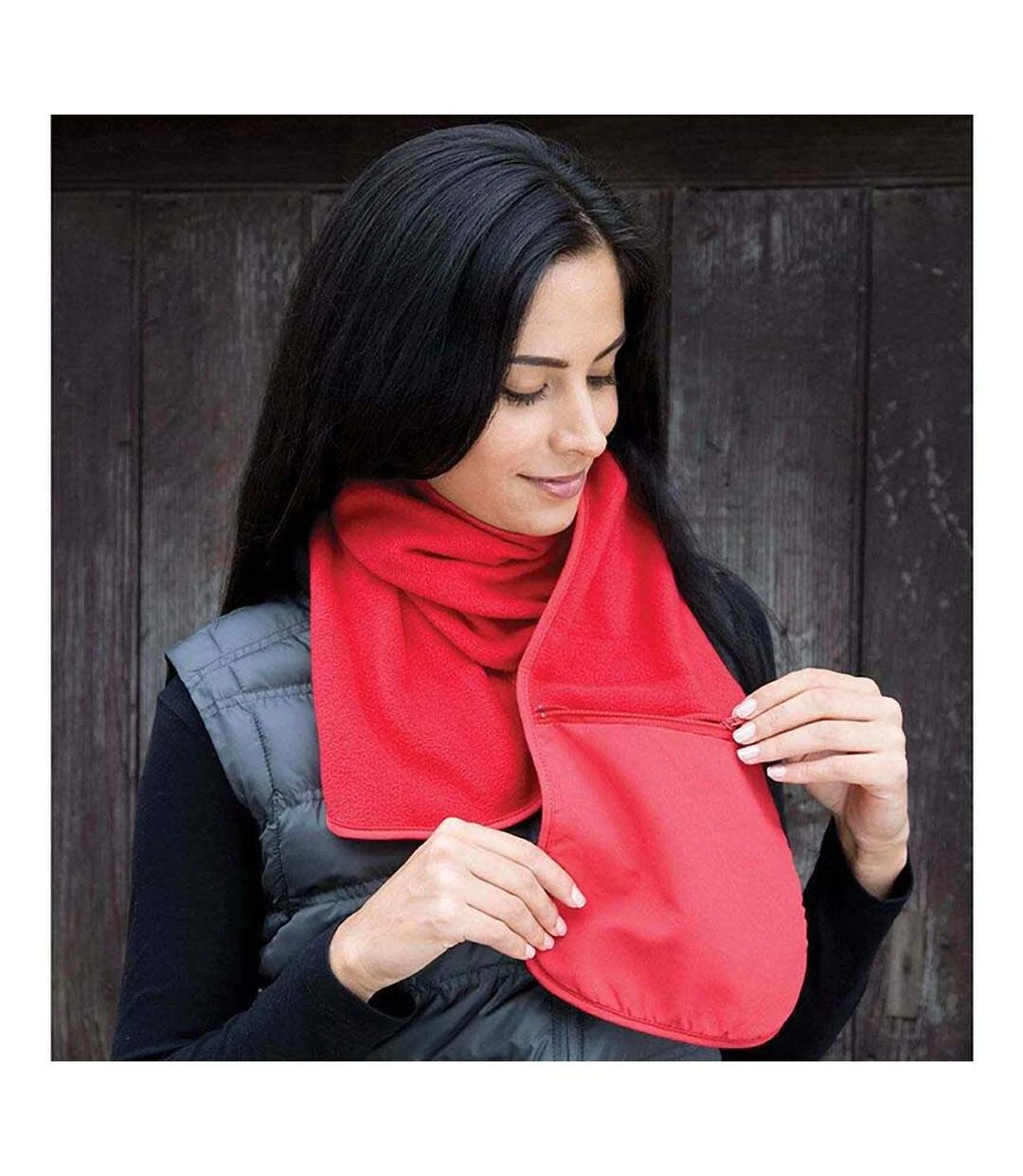 Result Active Anti-Pilling Fleece Winter Scarf With Zip Pocket (Red) (One Size) 4 Result Active Anti-Pilling Fleece Winter Scarf With Zip Pocket (Red) (One Size) - Image 2