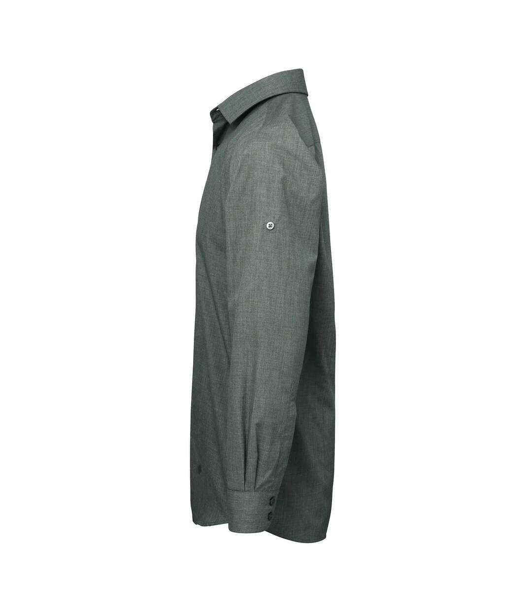 Premier® Premier Mens Poplin Cross-Dye Roll Sleeve Shirt (Grey Denim) 5 Premier® Premier Mens Poplin Cross-Dye Roll Sleeve Shirt (Grey Denim) - Image 3