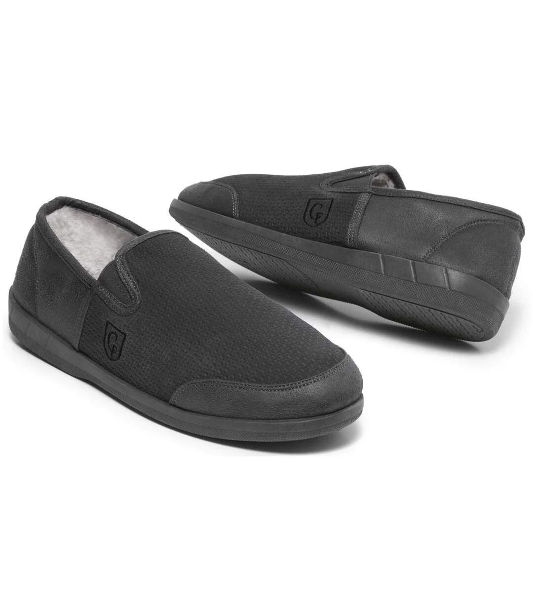 Men's Fleece-Lined Slippers - Anthracite 3 Men's Fleece-Lined Slippers - Anthracite