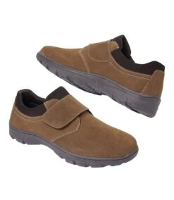 Men's Brown Hook-and-Loop Moccasins