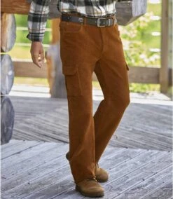 Men's Brown Corduroy Cargo Pants