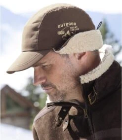 Men's Sherpa-Lined Microfibre Cap - Brown -Featured Men'S Clothing Stores 6aae132c247b8d2692014b3503b6b802