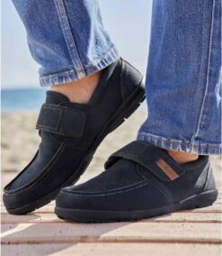 Men's Split Leather Moccasins - Navy -Featured Men'S Clothing Stores 6ac1ac66dfb9356a3366dc406f5fa63d