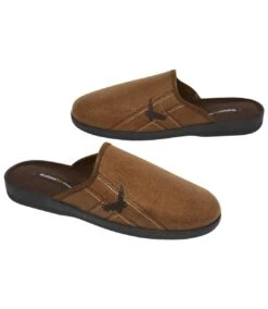 Men's Camel Faux-Suede Slippers